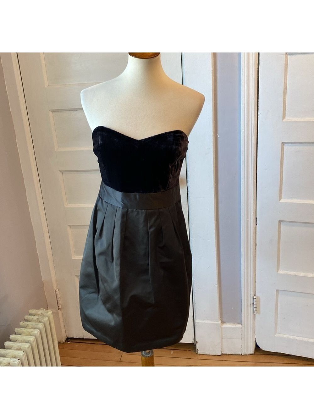 NWT Theory Chanesa Velvet & Silk Dark Brown Strapless Dress, Size 12 - Picture 12 of 17